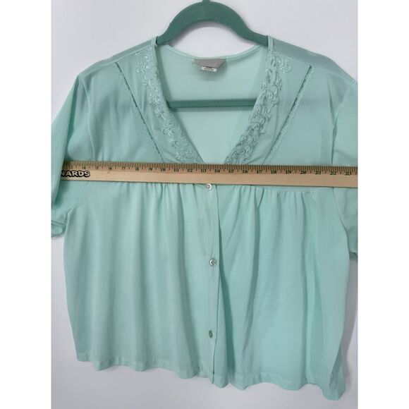 Vintage Dainty Nylon Lace Bed Blouse Top Button Closure Embroidered USA 2XL - Picture 6 of 8